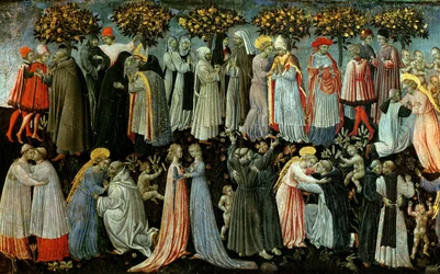 Le Jugement dernier, détail du panneau de prédelle représentant le Paradis, 1460-65 (détail)